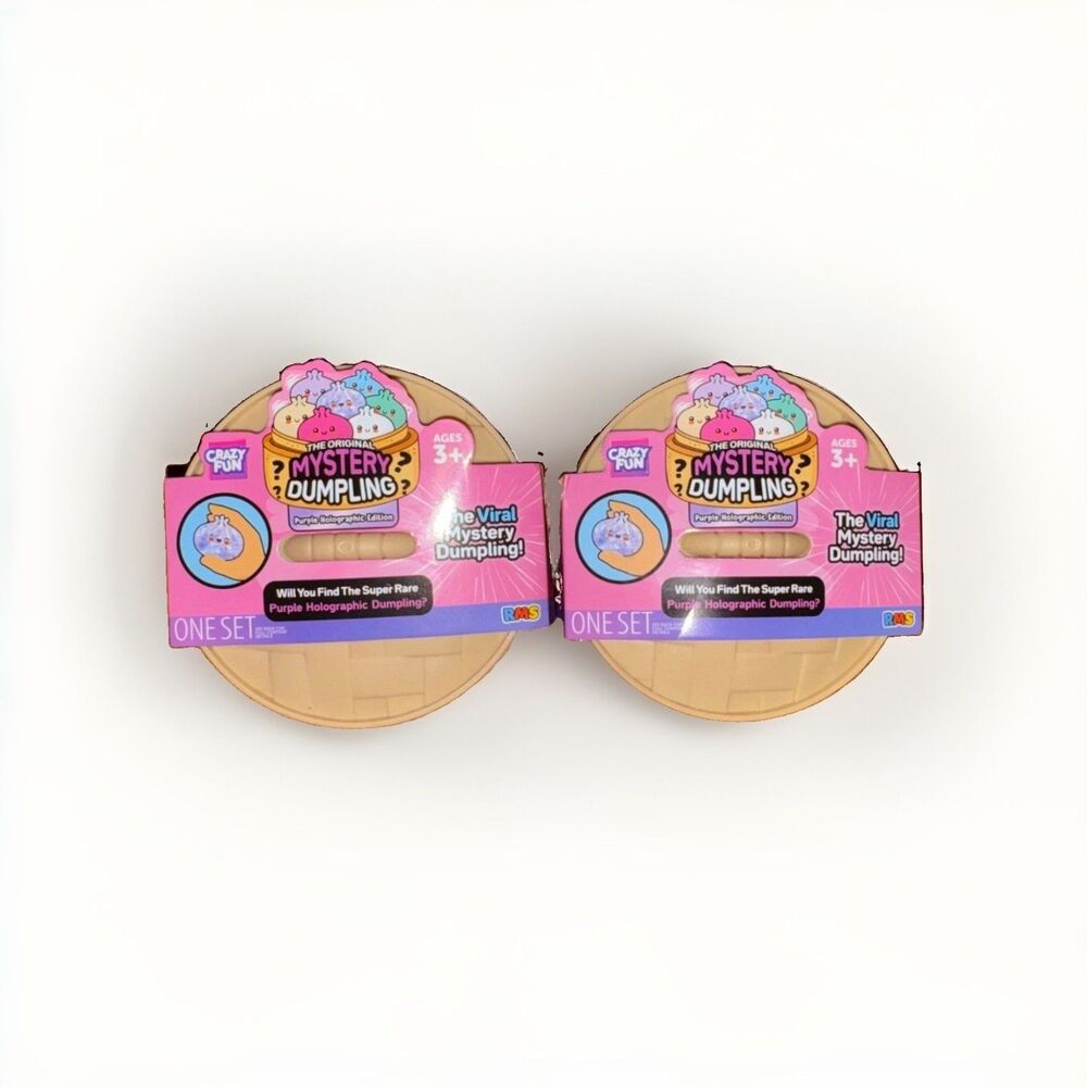 Lot of 2 VIRAL Mystery SQUISHY DUMPLINGS Purple Holographic Edition